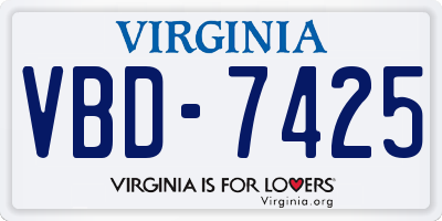 VA license plate VBD7425