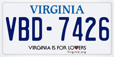 VA license plate VBD7426