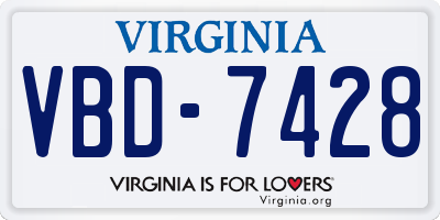 VA license plate VBD7428
