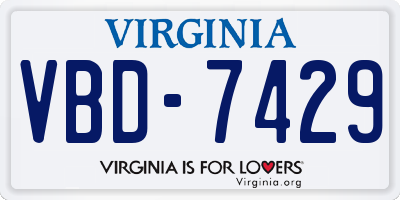 VA license plate VBD7429