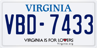 VA license plate VBD7433