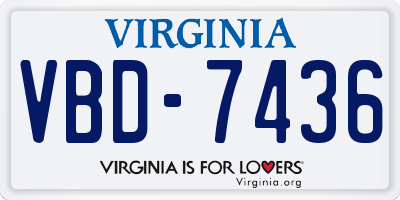 VA license plate VBD7436