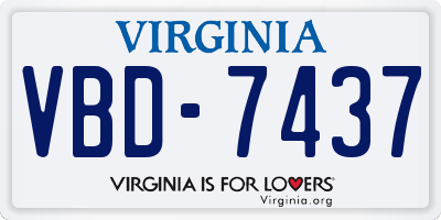 VA license plate VBD7437