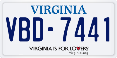 VA license plate VBD7441