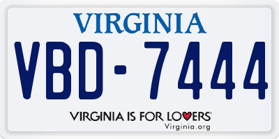 VA license plate VBD7444