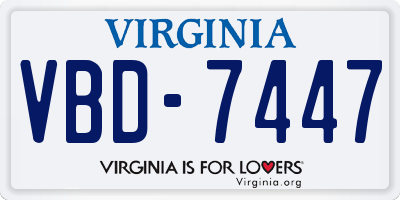 VA license plate VBD7447