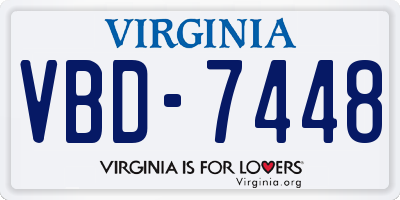 VA license plate VBD7448