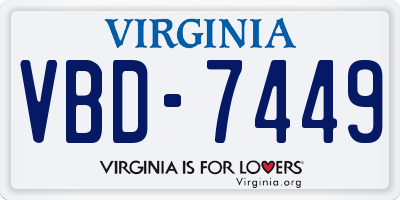 VA license plate VBD7449