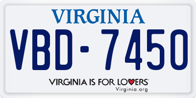 VA license plate VBD7450