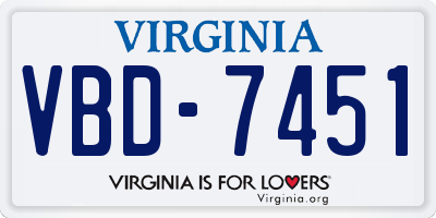 VA license plate VBD7451