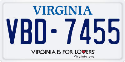 VA license plate VBD7455