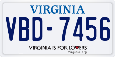 VA license plate VBD7456