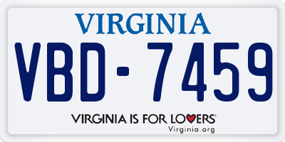 VA license plate VBD7459