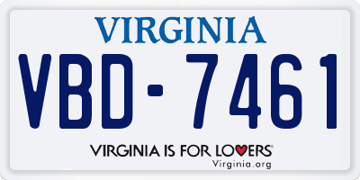 VA license plate VBD7461