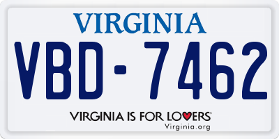 VA license plate VBD7462