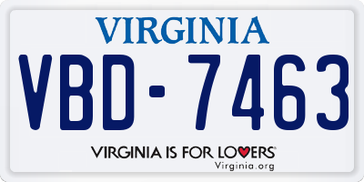 VA license plate VBD7463