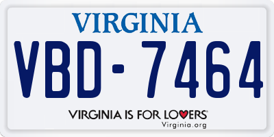 VA license plate VBD7464