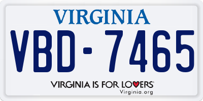 VA license plate VBD7465
