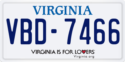 VA license plate VBD7466