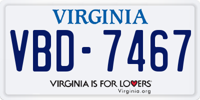 VA license plate VBD7467