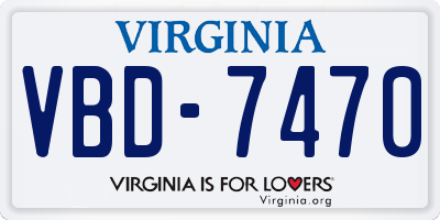 VA license plate VBD7470