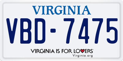 VA license plate VBD7475