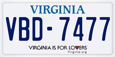 VA license plate VBD7477