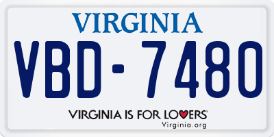 VA license plate VBD7480