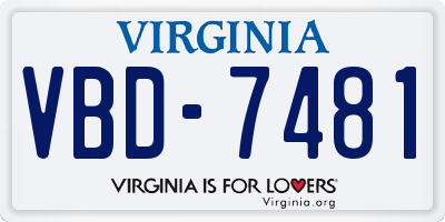 VA license plate VBD7481