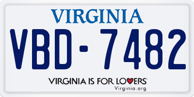VA license plate VBD7482