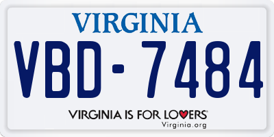 VA license plate VBD7484