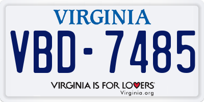 VA license plate VBD7485