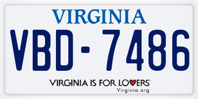 VA license plate VBD7486