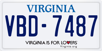 VA license plate VBD7487