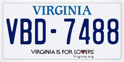 VA license plate VBD7488