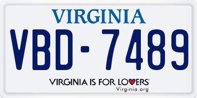 VA license plate VBD7489