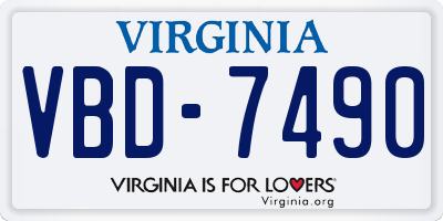 VA license plate VBD7490