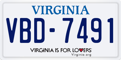 VA license plate VBD7491