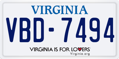 VA license plate VBD7494