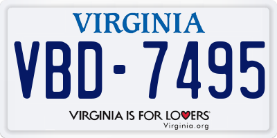 VA license plate VBD7495
