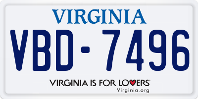 VA license plate VBD7496