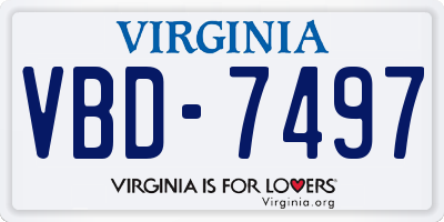 VA license plate VBD7497