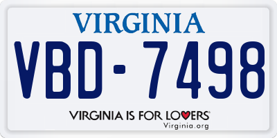 VA license plate VBD7498