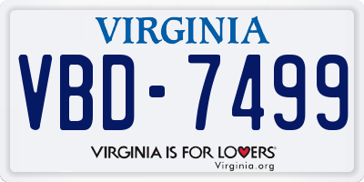 VA license plate VBD7499