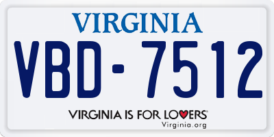 VA license plate VBD7512