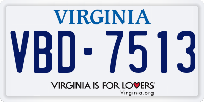 VA license plate VBD7513