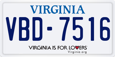 VA license plate VBD7516