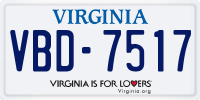 VA license plate VBD7517