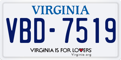 VA license plate VBD7519