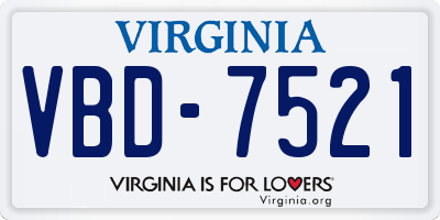 VA license plate VBD7521